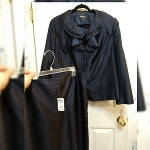 NWT John Meyer Collection Ruffled Navy Blue Skirt Set